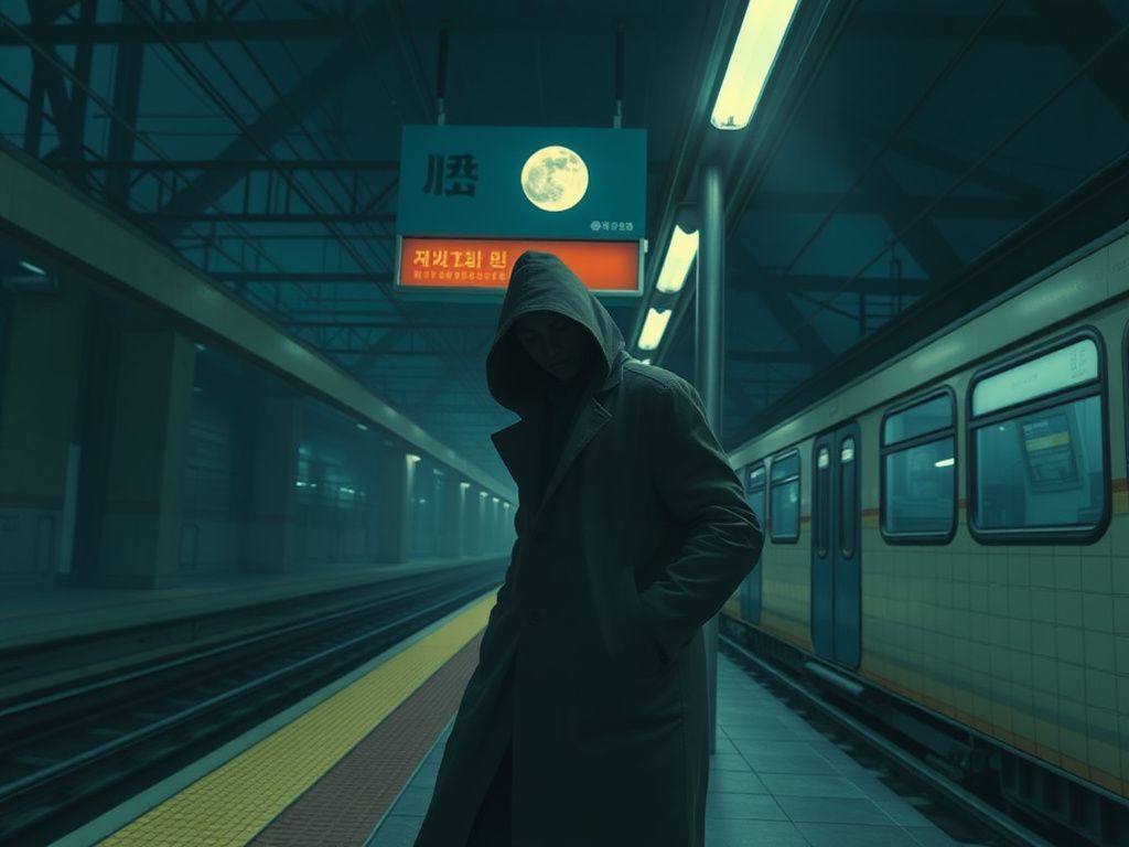 Korean supernatural detective in a moonlit subway station